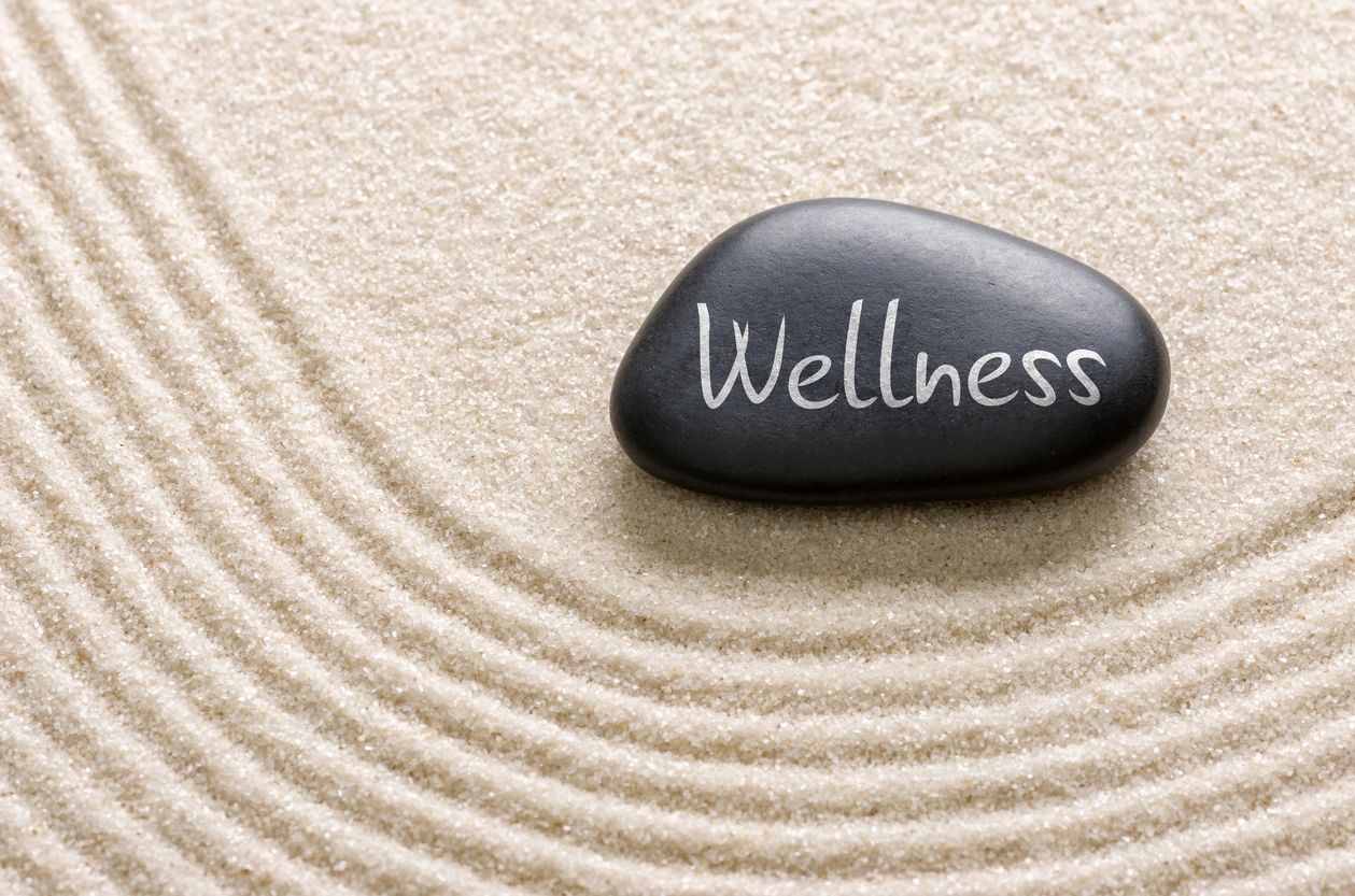 A rock with the word wellness written on it